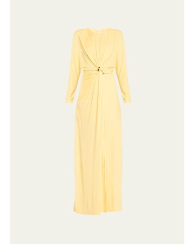 Jonathan Simkhai Maisie Long-sleeve Draped Full-length Dress - Yellow
