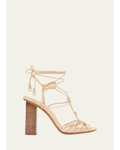 Ulla Johnson Strappy Leather Ankle-wrap Sandals - Natural