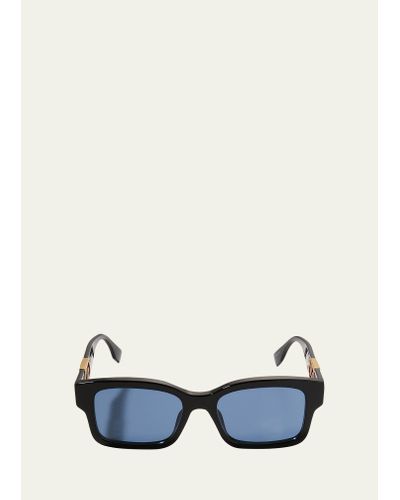 Fendi Gold-tone Ff-logo Rectangle Sunglasses - White