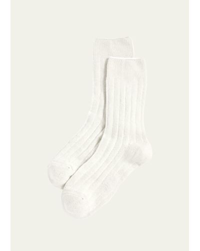 Stems Ribbed Lux Cashmere Socks - Natural