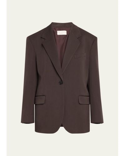 The Row Viper Tailored Cutout Back Wool Jacket - Brown