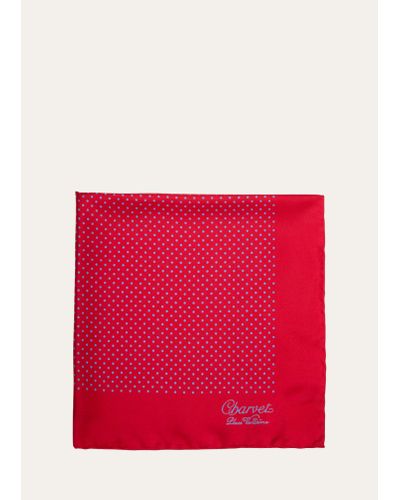 Charvet Silk Dot-print Pocket Square - Red