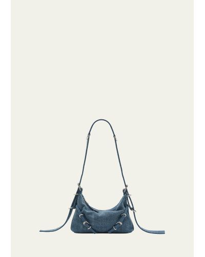 Givenchy Voyou Mini Shoulder Bag In Washed Denim - Blue