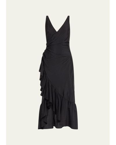 Cinq À Sept Mimi Sleeveless Midi Wrap Dress - Black
