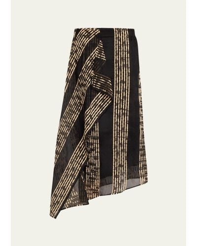 Zero + Maria Cornejo One Woven Stripe Asymmetric Midi Skirt - Black