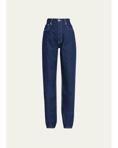 EB DENIM High-rise Straight Tapered Jeans - Blue