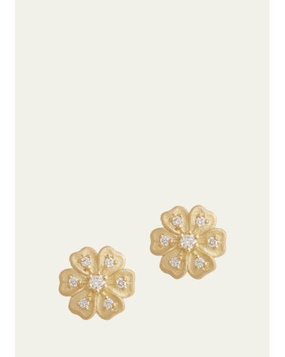 Jamie Wolf 18k Yellow Gold Floral Stud Earrings With Diamonds - Natural