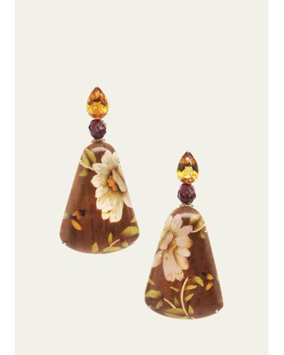 Silvia Furmanovich 18k Yellow Gold Marquetry Earrings With Citrine And Yellow Sapphires - Metallic