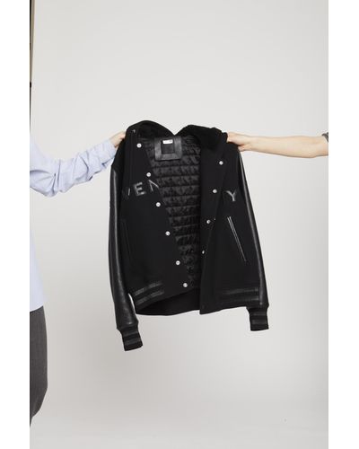 Givenchy Leather-sleeve Logo Varsity Jacket - Black