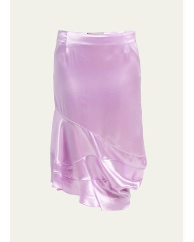 Plan C Shiny Asymmetric Skirt - Pink