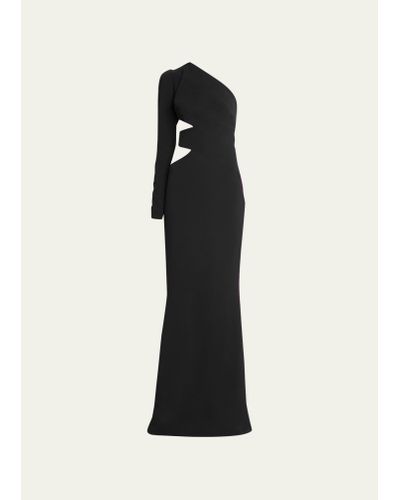 Elie Saab One-shoulder Cutout Trumpet Dress - Black