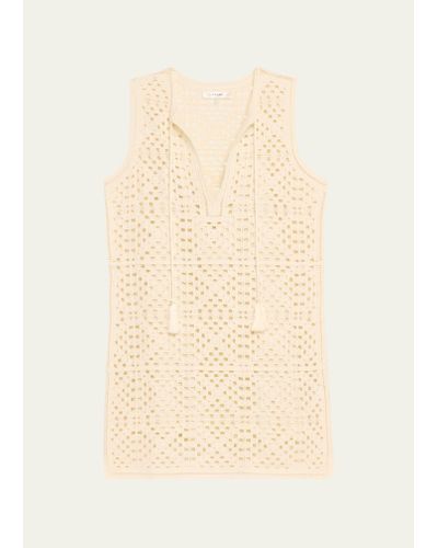 FRAME Crochet Tassel Popover Mini Dress - Natural