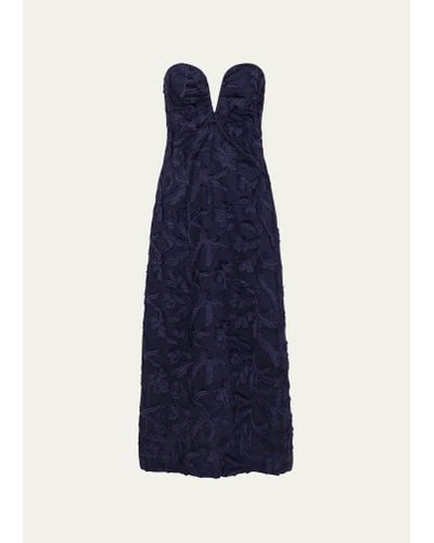 ViX Zhen Embroidered Strapless Maxi Dress - Blue