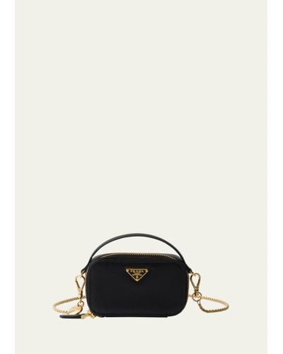 Prada Mini Zip Saffiano Leather Crossbody Bag - Black