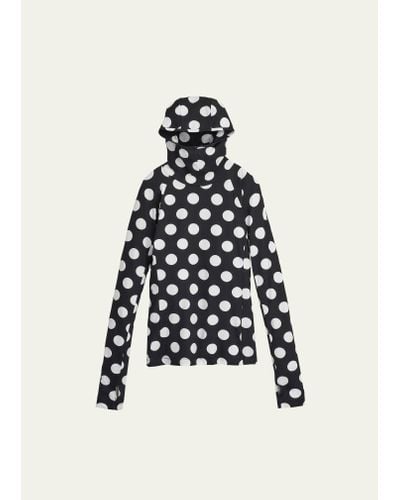 Marc Jacobs Spots-print Hooded Long-sleeve Top - White