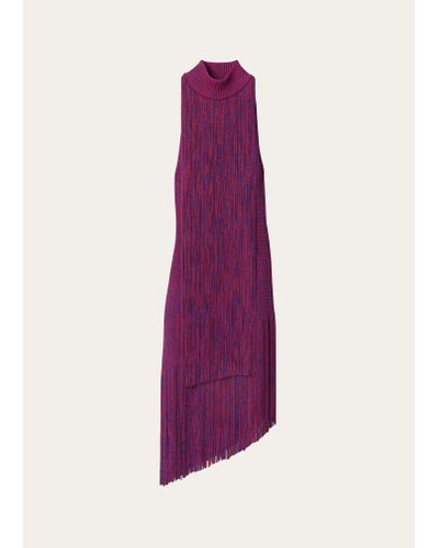 Burberry Asymmetric Fringe Midi Dress - Purple