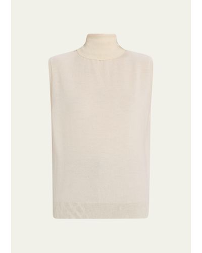 Rohe Sleeveless Wool-cashmere Turtleneck Sweater - White