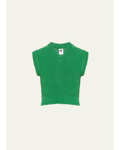 Bliss and Mischief Cruz Shrunken Organic Cotton Knit Vest - Green