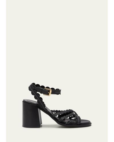 See By Chloé Kaddy Scallop Leather Block-heel Sandals - White