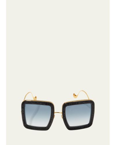 Anna Karin Karlsson Beaming Sky Swarovski Square Acetate Sunglasses - Natural