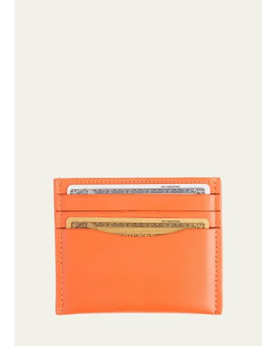 ROYCE New York Personalized Leather Rfid-blocking Minimalist Card Case - Orange