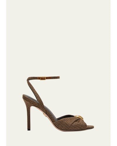 Veronica Beard Genevieve Gingham Ankle-strap Sandals - Natural