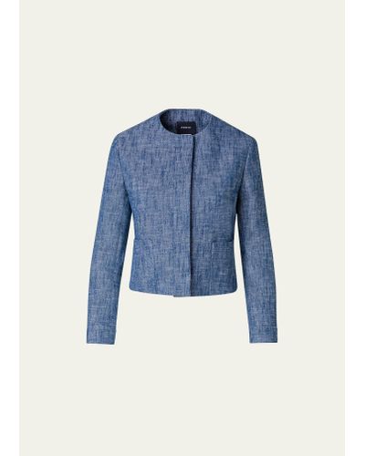 Akris Yarn Dyed Cotton Short Jacket - Blue