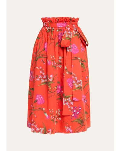 Erdem Floral Gathered Waist Midi Skirt