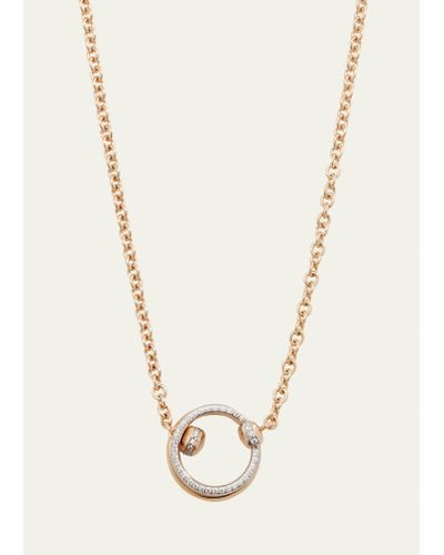 Pomellato 18k Rose Gold Together Diamond Circle Pendant Necklace - Natural