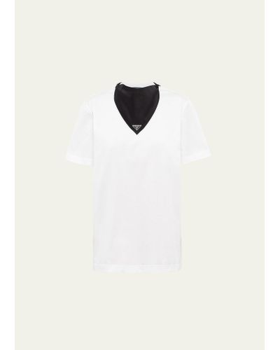 Prada Jersey T-shirt W/ Re-nylon Scarf - White