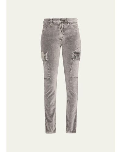 Bliss and Mischief Aria Slim-fit Velvet Utility Pants - Gray