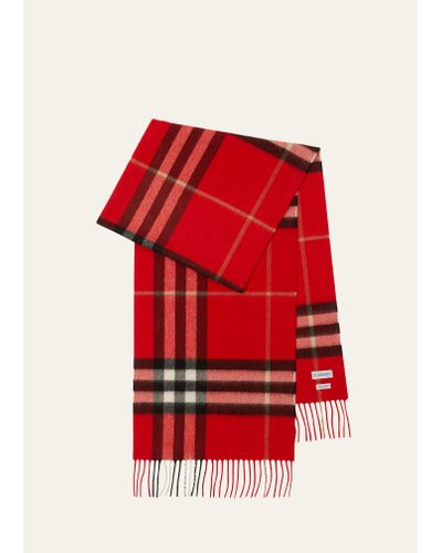 Burberry Classic Check Cashmere Scarf - Red