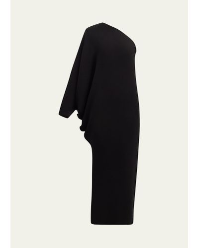 The Row Mono One-shoulder Dolman-sleeve Maxi Dress - Black