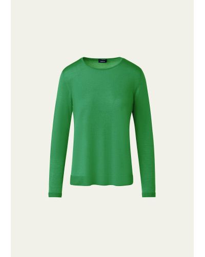 Akris Cashmere Silk Fine Gauge Knit Pullover - Green
