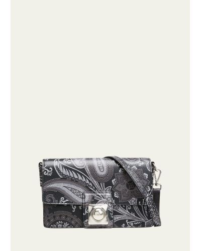 Etro Crown Me Paisley-print Embellished Shoulder Bag - Gray
