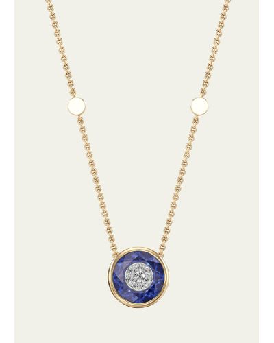 Bhansali One Collection 10mm Pendant Necklace With Yellow Gold Bezel - White
