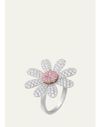 Mio Harutaka 18k White Gold Margaret Ring With Pink Sapphire And Diamond