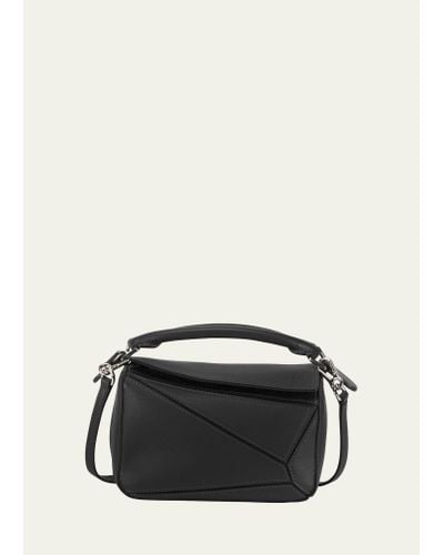 Loewe Puzzle Mini Top-handle Bag In Leather - Black