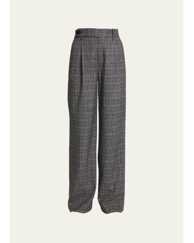 Proenza Schouler Plaid Wide-leg Suiting Pants - Gray