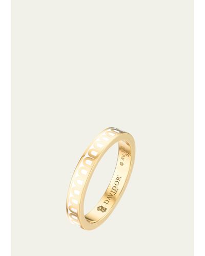 Davidor L'arc De Ring Pm In 18k Yellow Gold With Neige Lacquered Ceramic - Natural
