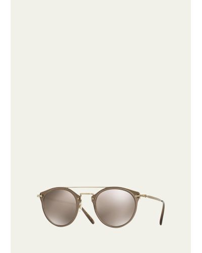 Oliver Peoples Remick Mirrored Brow-bar Sunglasses Taupe - Multicolor