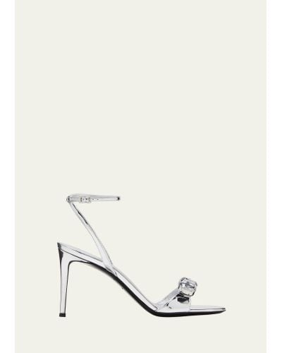 Area Crystal Metallic Ankle-strap Sandals - Natural