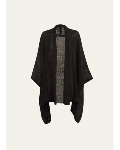 Eskandar Wide Scrunch Shawl Collar Jacket (long Plus Length) - Black