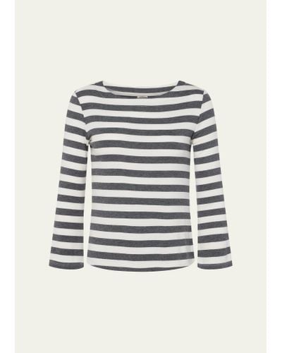 L'Agence Lucille Striped Boat-neck Shirt - Gray