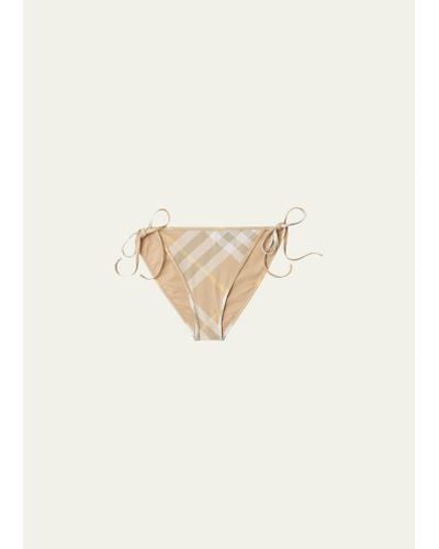 Burberry Signature Check Tie Bikini Bottoms - Natural