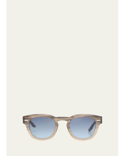 Barton Perreira Demarco Keyhole-bridge Acetate Rectangle Sunglasses - Blue