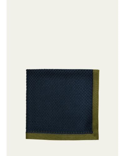 Brioni Silk Knit Pocket Square - Blue