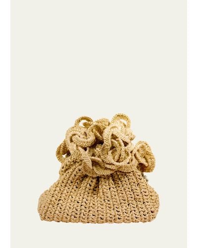 Maria La Rosa Game Mini Circle Crochet Clutch Bag - Natural