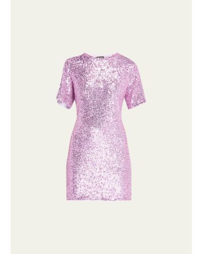Tom Ford Sequined Mini Shift Dress - Pink