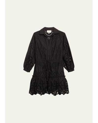 Cara Cara Robin Embroidered Cotton Poplin Mini Dress - Black